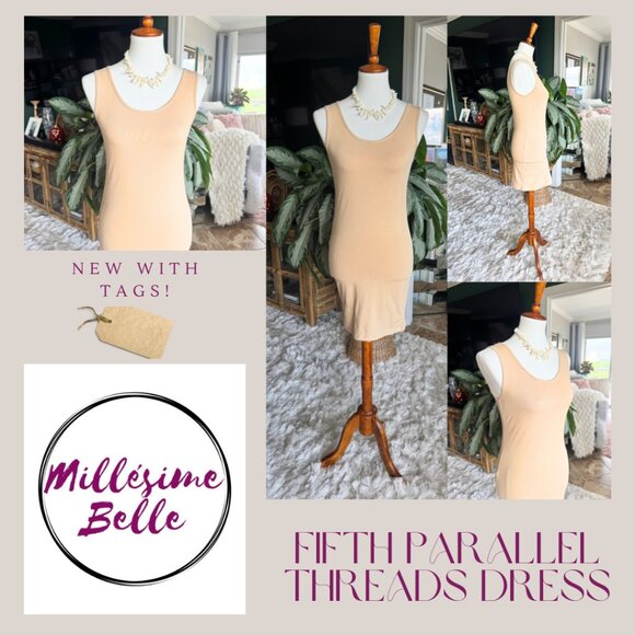 Fifth Parallel Threads Fitted Tan Dress - Picture 3 of 8